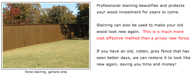 fence staining work in garland area